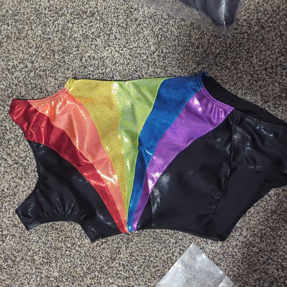 2 Balera Gymnastics Leotards IC 7/8 Intermediate 7 8 Rainbow Black